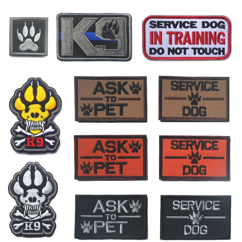 Вышивка патч K9 ASK TO PET SERVICE собака Тактический 3D армейский Эмблема военные вышитые