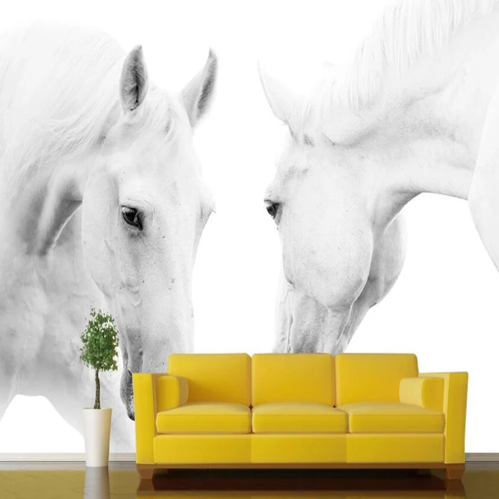 

Milofi custom 3D wallpaper mural white horse photography background wall background wall living room bedroom decoration painting