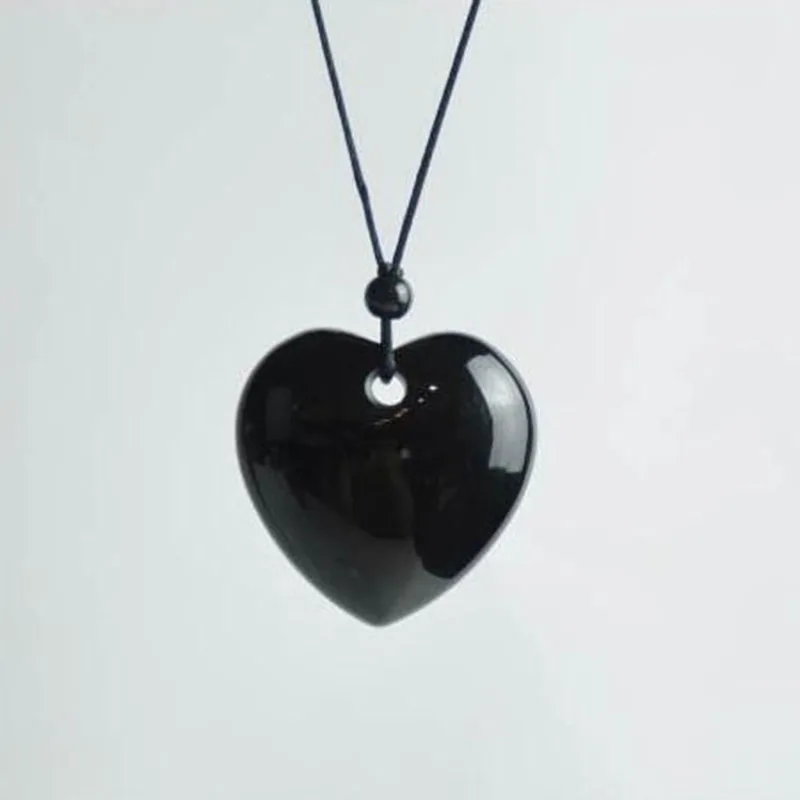 Подвеска из натурального обсидиана ювелирные изделия Изящные Ювелирные резьба в