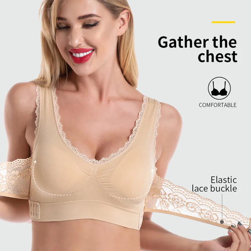 

Gathering Shockproof Bra Yoga Fitness Sports Underwear Plus Size Bra Cross Front Anti-sagging Sexy Bra No Steel Ring Comfortable