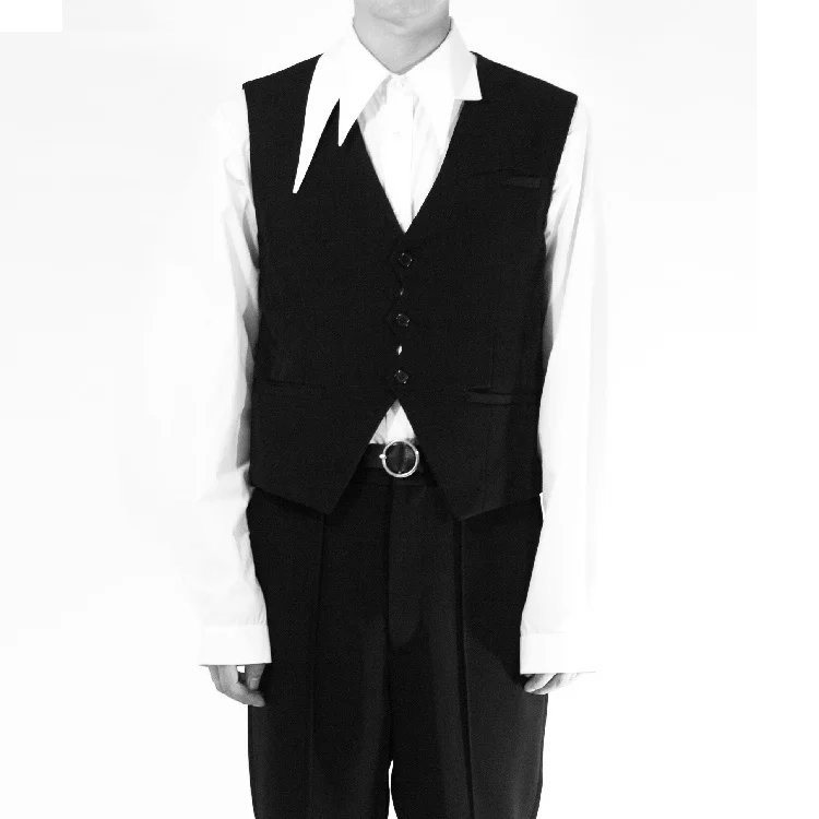 

men's Waistcoat irregular original fashion male youth fashion urban fashion new black
