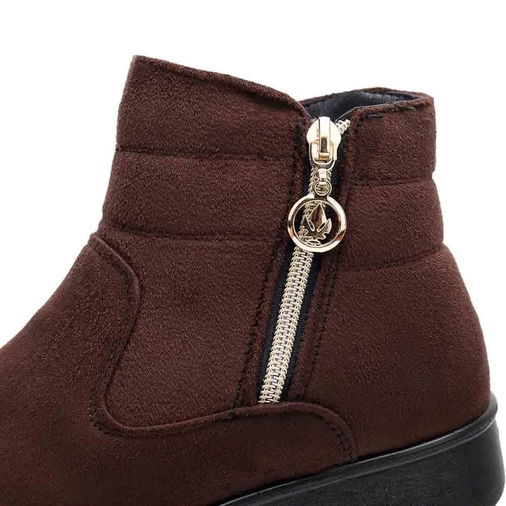 Популярные Зимние Теплые ботильоны SAGACE на каблуке для женщин среднего возраста