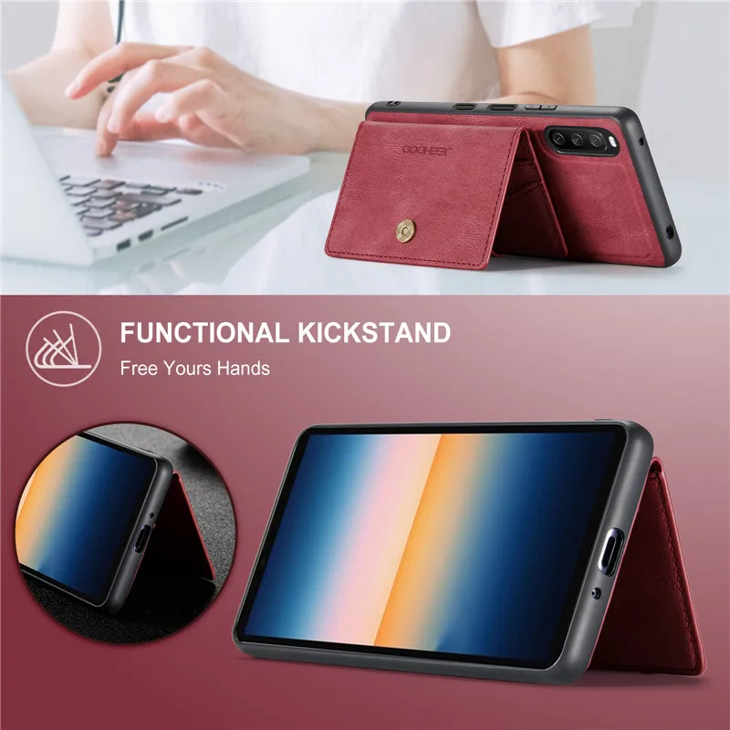 

Flip Wallet Case Sony Xperia 10 III Luxury Case Detachable Leather Card Slot Back Panel Shell Xperia 10 III Stand Funda Cover