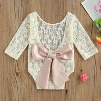 princess newborn baby summer clothing big bow backless romper flower crochet embroidery jumpsuits playsuit for birthday