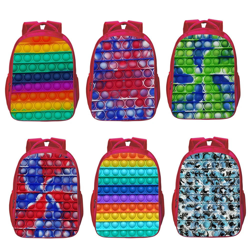 

Радужный цветной рюкзак с пузырьками, модный рюкзак для ноутбука, сумка для хранения давления пальцев, Забавный вместительный рюкзак для се...