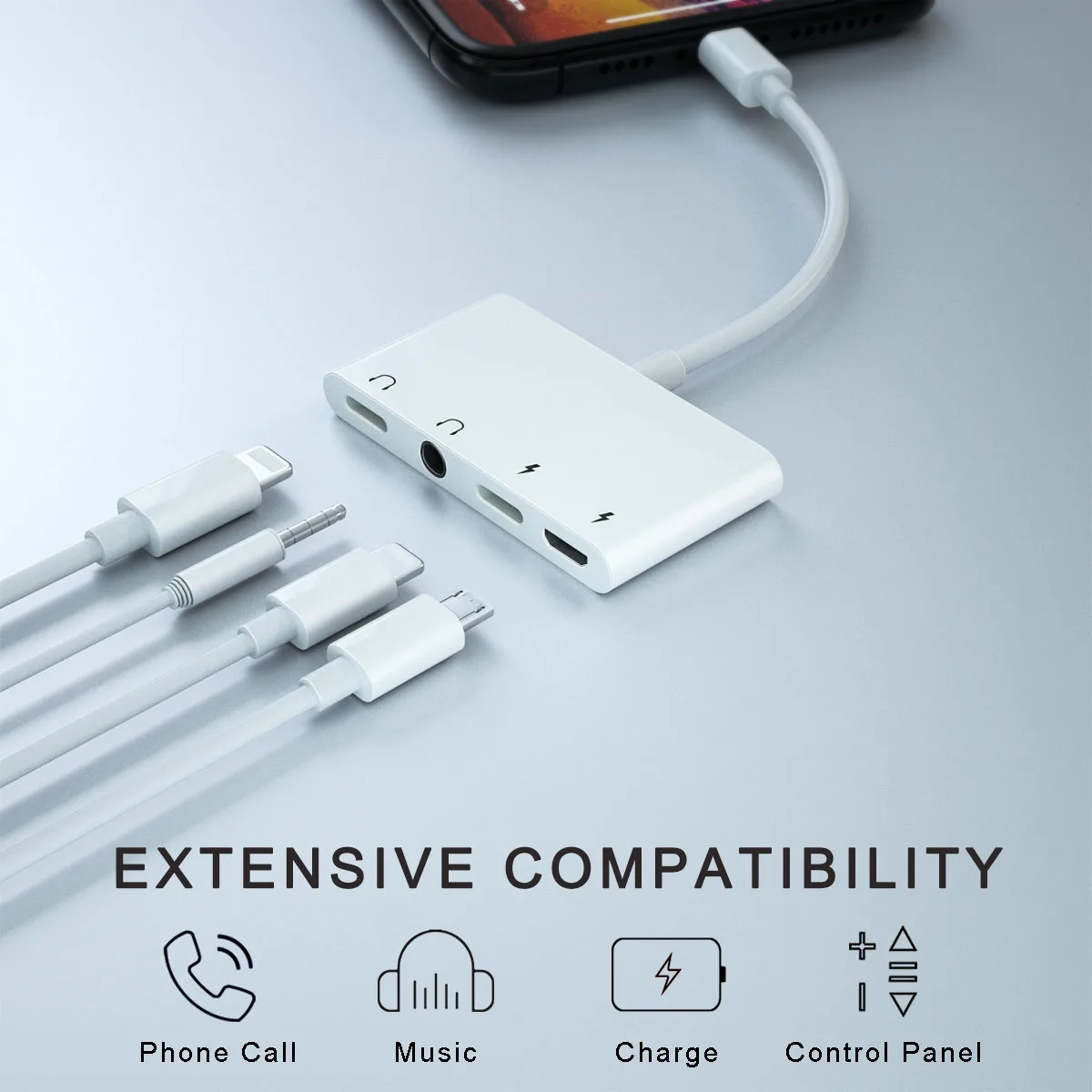 4 в 1 аудио адаптер для Lightning до 3 5 мм Дополнительный разъем наушников с Micro USB