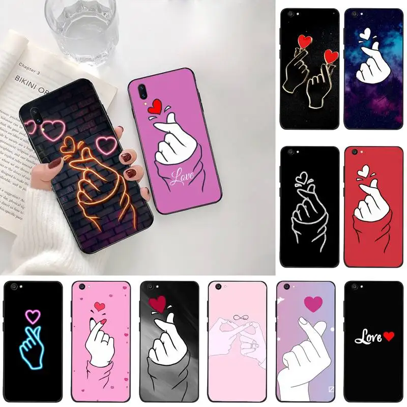 

YJZFDYRM Couples Love Heart Pink Soft Silicone TPU Phone Cover For Vivo Y91c Y17 Y51 Y67 Y55 Y93 Y81S Y19 V17 vivos5