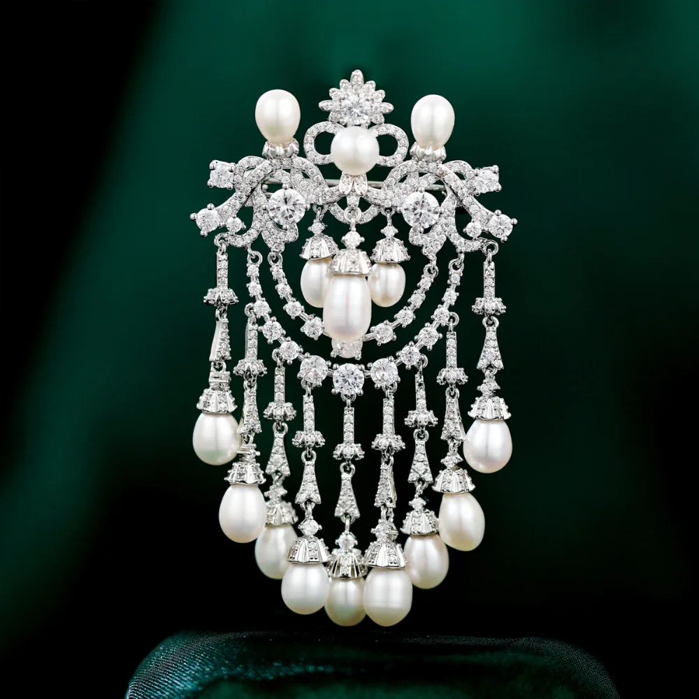 Женская Брошь с натуральным пресноводным жемчугом | Украшения и аксессуары