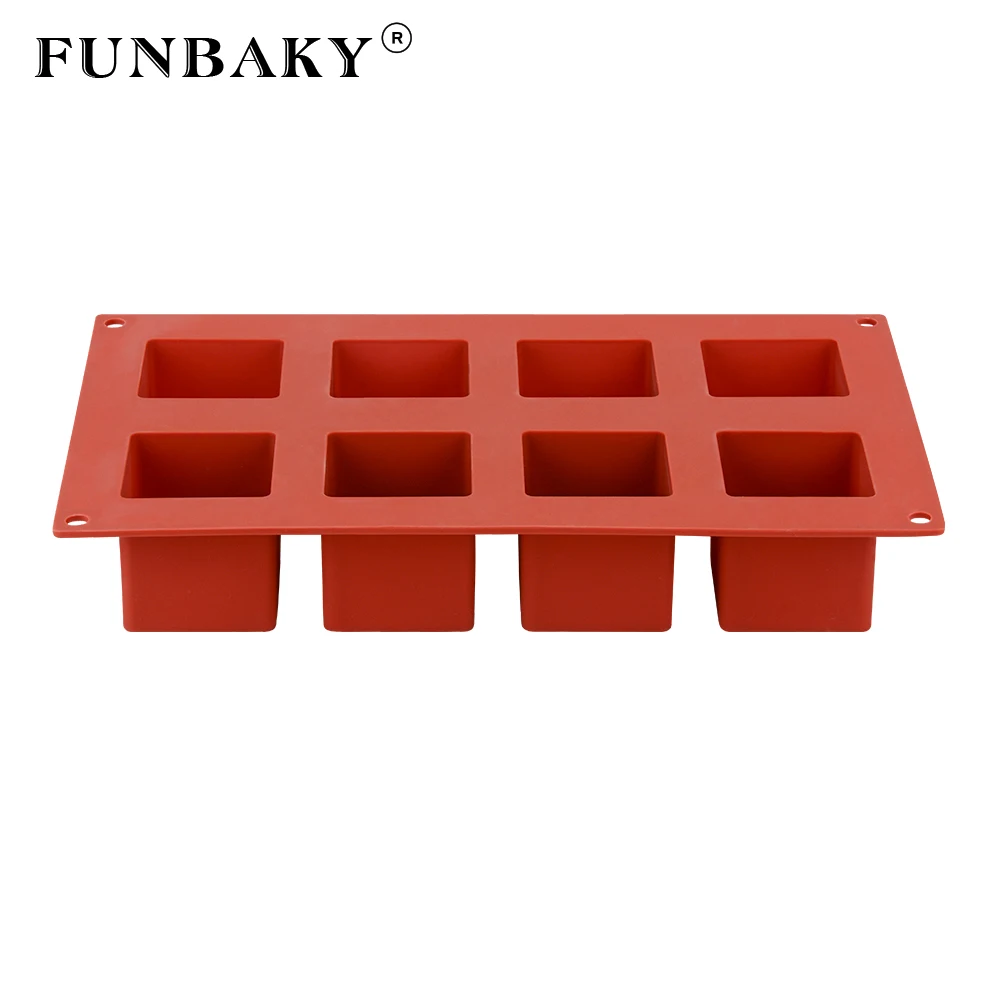 FUNBAKY 8 полости Квадратные 3D силиконовые формы для украшения тортов инструменты