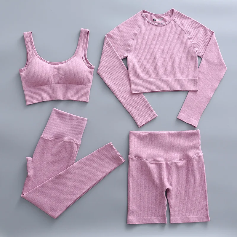 

Одежда для йоги, костюм для женщин, бюстгальтер, брюки с длинным рукавом, полосатый костюм, тянущийся облегающий костюм для йоги, фитнеса, бе...