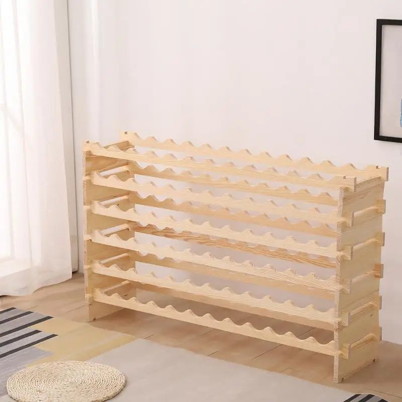 

119*29*71.5cm 60 Bottles Wooden Wine Racks Bottle Cabinet Stand Holders Wood Shelf Organizer Storage For Retro Display HWC