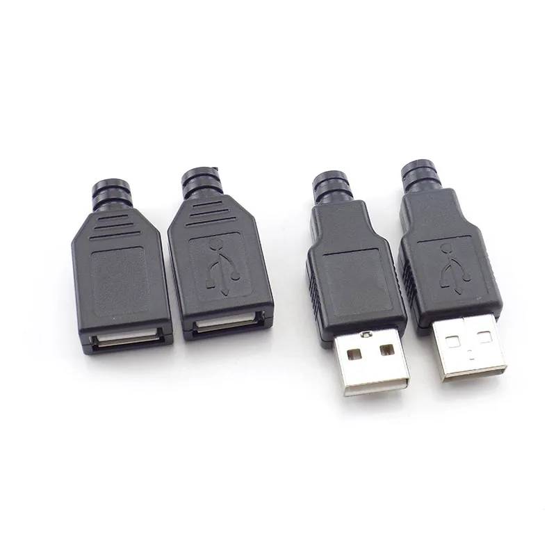 

5V 1.5A-2A USB Тип разъёма Женский Мужской USB 2,0 4-контактный разъем адаптера припоя с черным Пластик крышка DIY разъем
