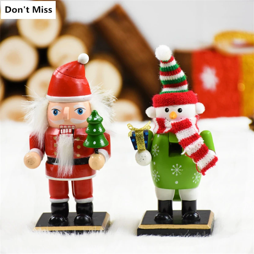 Деревянные рождественские куклы Санта Клаус Снеговик Windown стол Navidad Орнамент