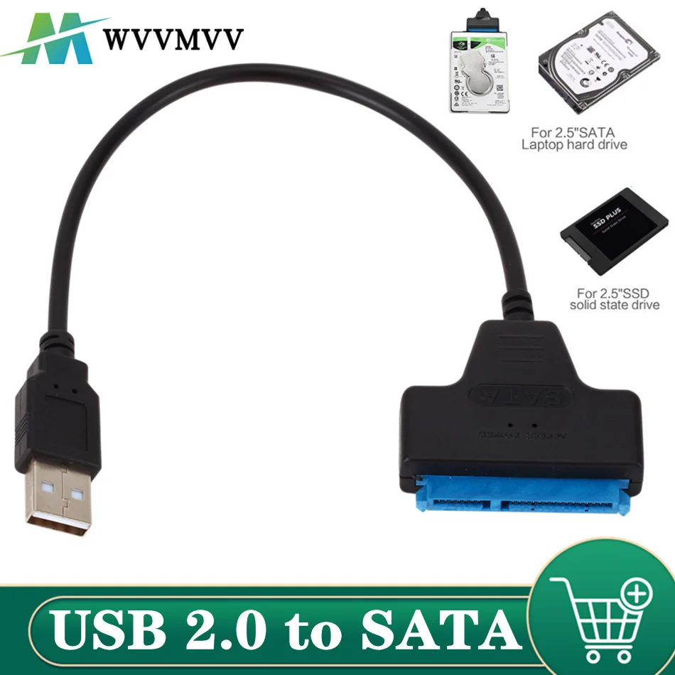 Кабель переходник WVVMVV USB2.0 на SATA 22pin проводной кабель для подключения жесткого