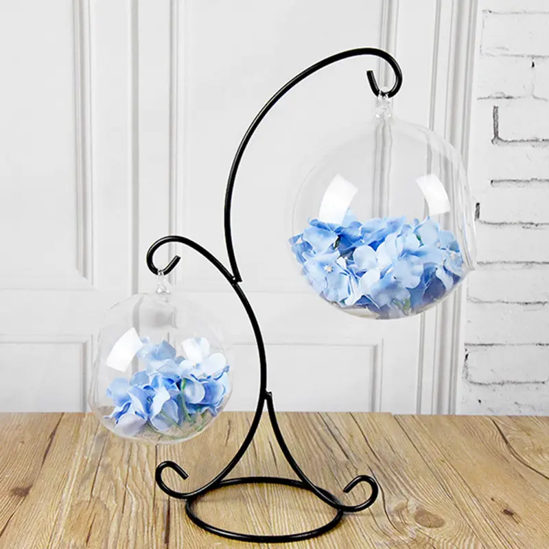 Стеклянная безделушка с 2 крючками для украшения дома и сада черного цвета|Лотки