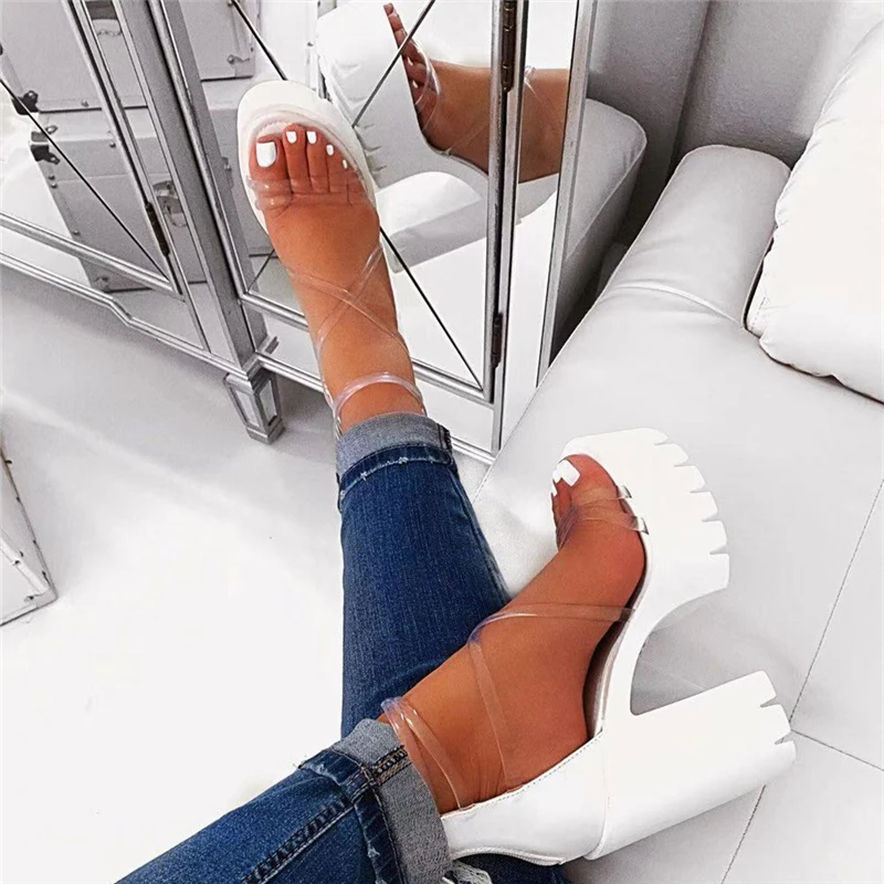 ENPLEI/вечерние туфли лодочки Летние босоножки Прозрачная женская обувь из ПВХ на