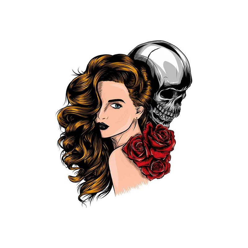 

Beauty Skull Biker Car Stickers and Decals Car Motorcycle Album Laptop Luggage Cover Scratches Decoration Decal PVC15x10cm