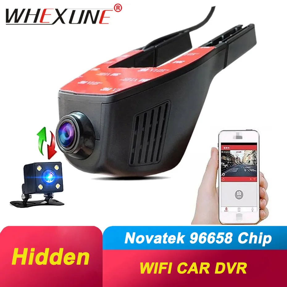 WHEXUNE Wi Fi автомобильный видеорегистратор Novatek 96658 с двумя объективами цифровой