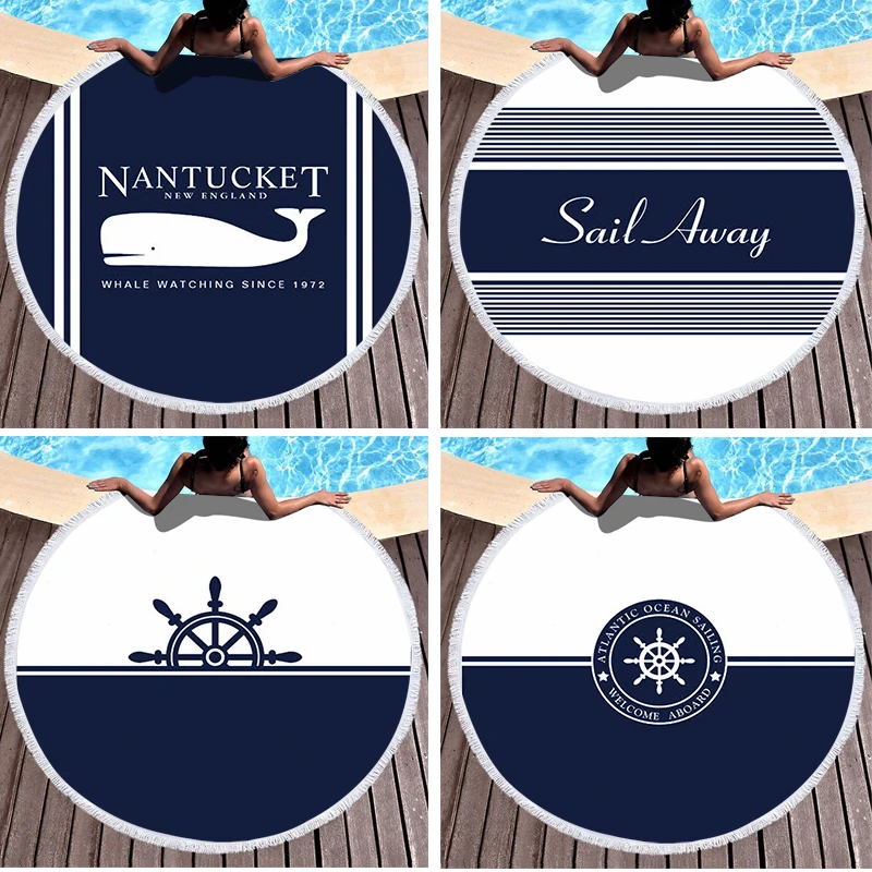 Круглое пляжное полотенце в морском стиле искусственный коврик для йоги из