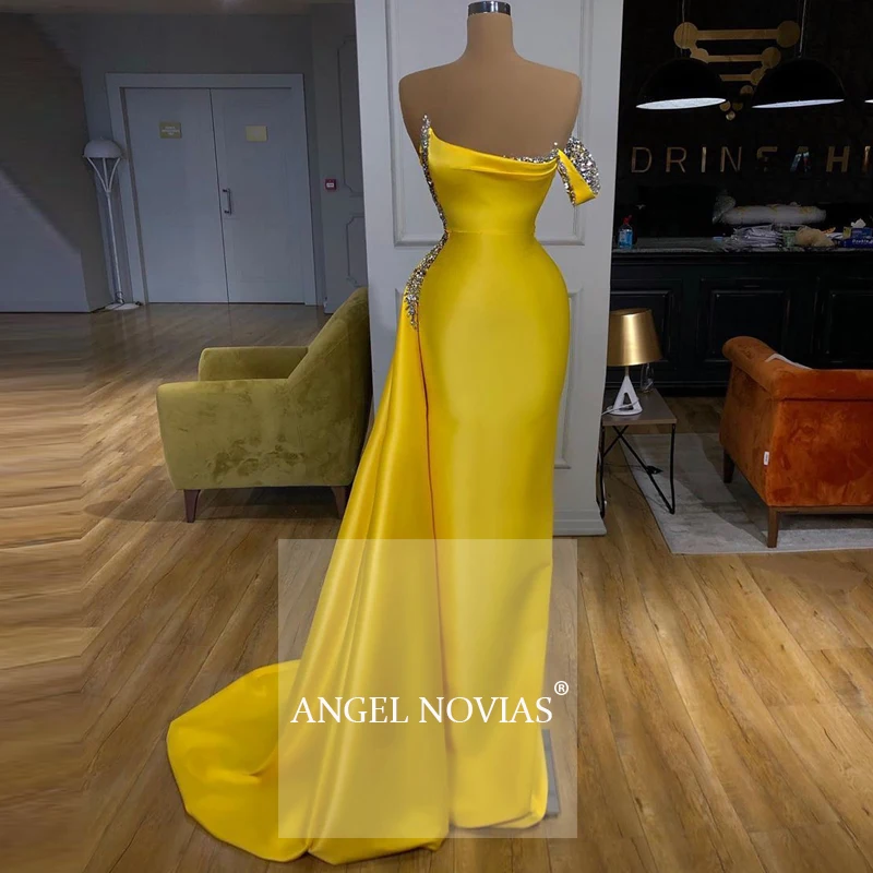 ANGEL NOVIAS желтое арабское вечернее платье с длинными рукавами 2020 вечерние платья 2021
