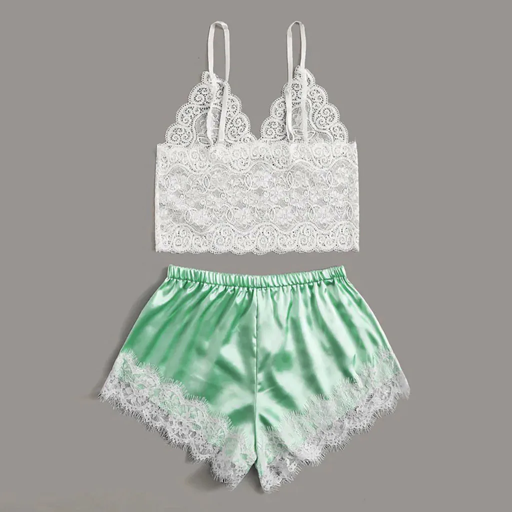 

2020 Women Pajamas Sets Sexy Bras Ladies Sexy Lace Comfortable Polyester Sleepwear Underwear Tops Briefs Sets Lenceria Lingerie