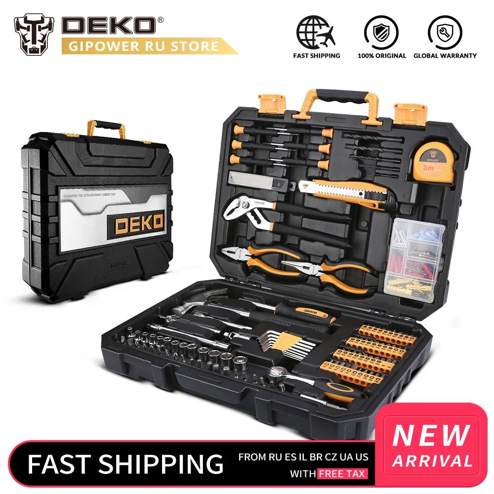 196 шт. профессиональный автомобильный Трещоточный гаечный ключ DEKO|Наборы ручных