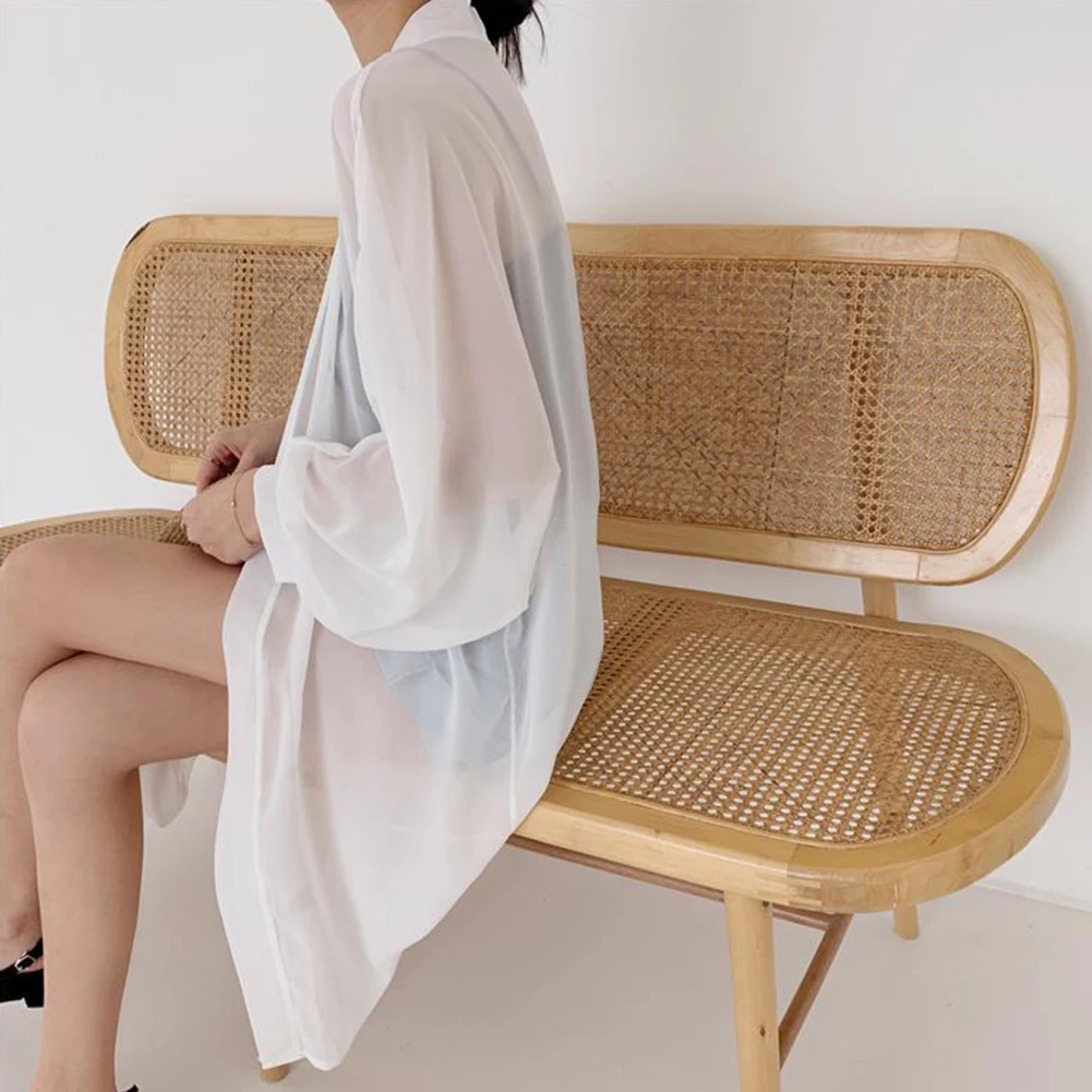 Женское шифоновое кимоно длинное богемное летнее пляжное платье топы рубашка