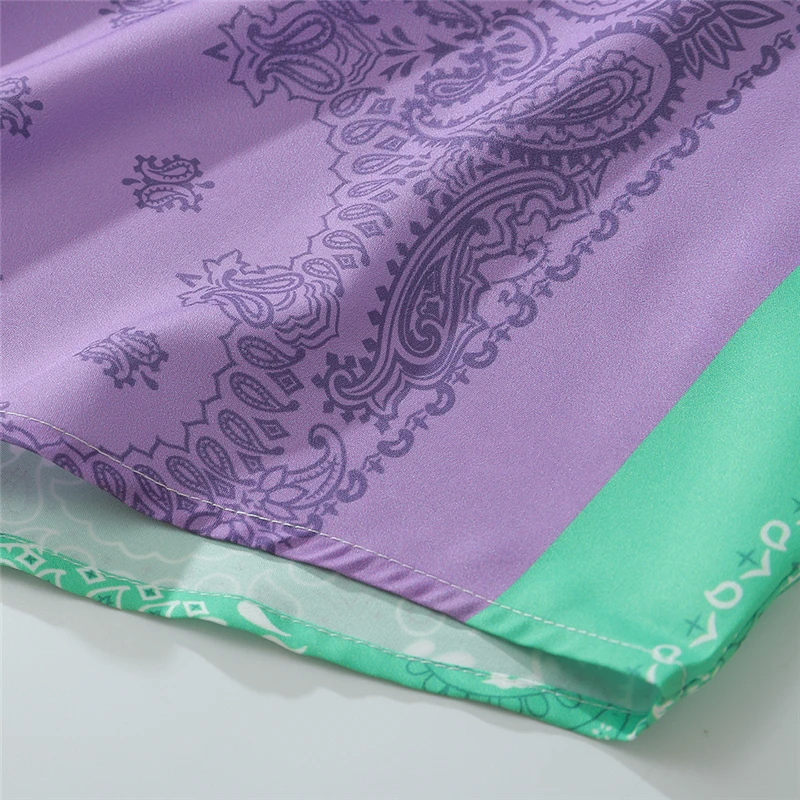 

2020 Bandana Color Block Print Long Sleeve Hawaiian Beach Tees Shirts Streetwear Harajuku Hip Hop Casual Loose Shirt Tops