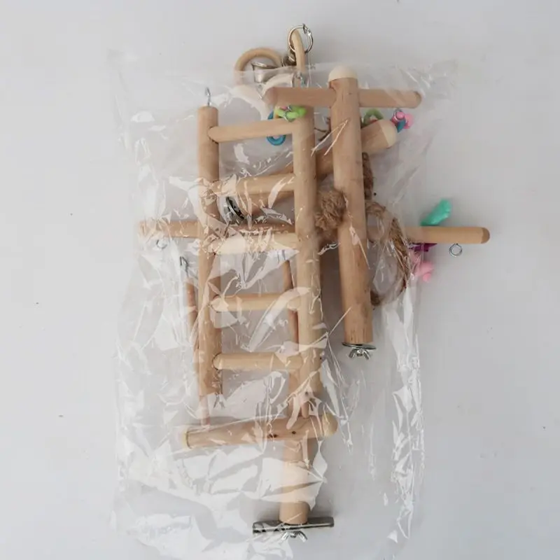 

Pet Bird Cage Stand Play Gym Perch Playground Wood Parrot Climbing Ladder Chewing Chain Swing for Lovebirds Budgies Finche