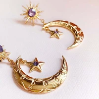 new fashion bohemian gold color small star moon drop earring mascot ornaments for women party jewelry accessories wholesale