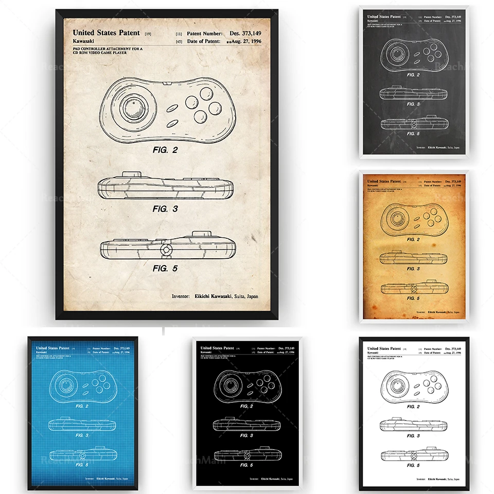 Контроллер Neo Geo CD Pad 1996 запатентованная печать декоративный план настенный