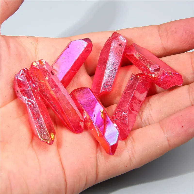 40mm 10PCS Raw Red Quartz Crystal Top Drilled Stick Beads Rock Point Pendant Jewelry Making Diy | Украшения и аксессуары