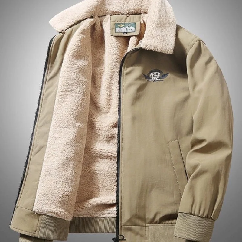 2022 High Quality Autumn Winter Velvet Jacket man Clothes zipper Coat Men Jacket Men Cotton Jacket Jacket Cotton Fat Male Army