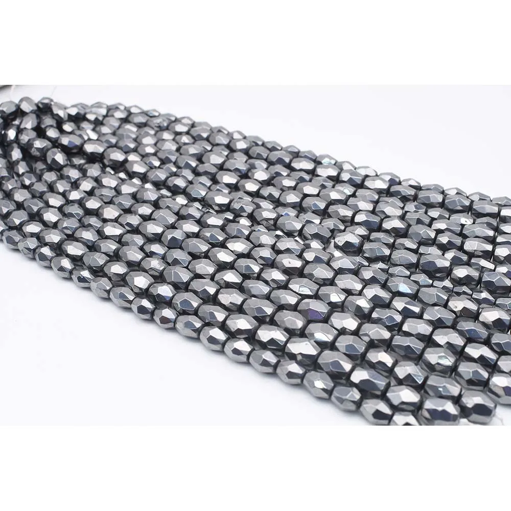 

12x14mm-13x16mm AA Natural Faceted Terahertz irregular Oval Stone Beads For DIY necklace bracelet jewelry make 15 "free delivery