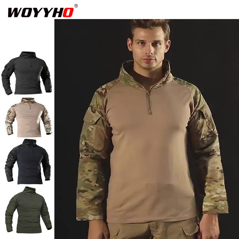 Армейская Тактическая Военная рубашка Мужская страйкбольная камуфляжная