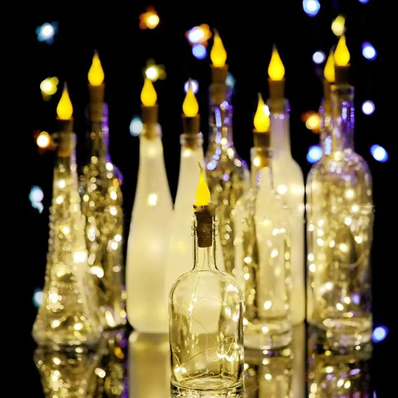 

Fairy Flame String Lights Cork Shaped Night Candle Wine Bottle Lamp for Party Christmas Halloween Wedding DIY Decor