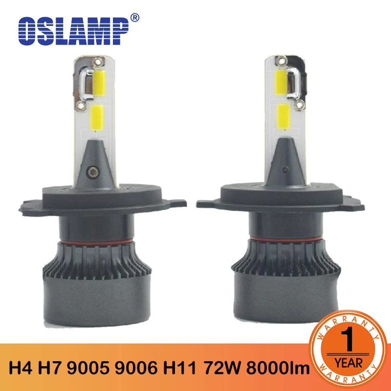 Oslamp M3 LED H4 H7 9005 9006 H11 araba Led far lambaları 72W 8000LM COB çipleri LED oto far ampul araba ışık 12v 24 v