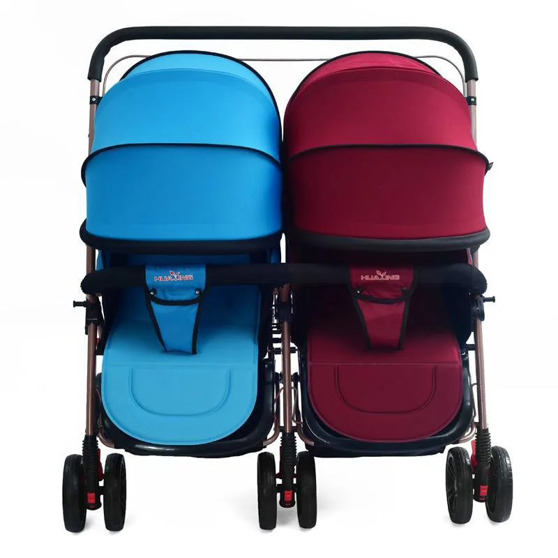 Twin Baby Stroller Light Folding Cart Children Can Sit Can Lying Trolley Double Stroller Pram