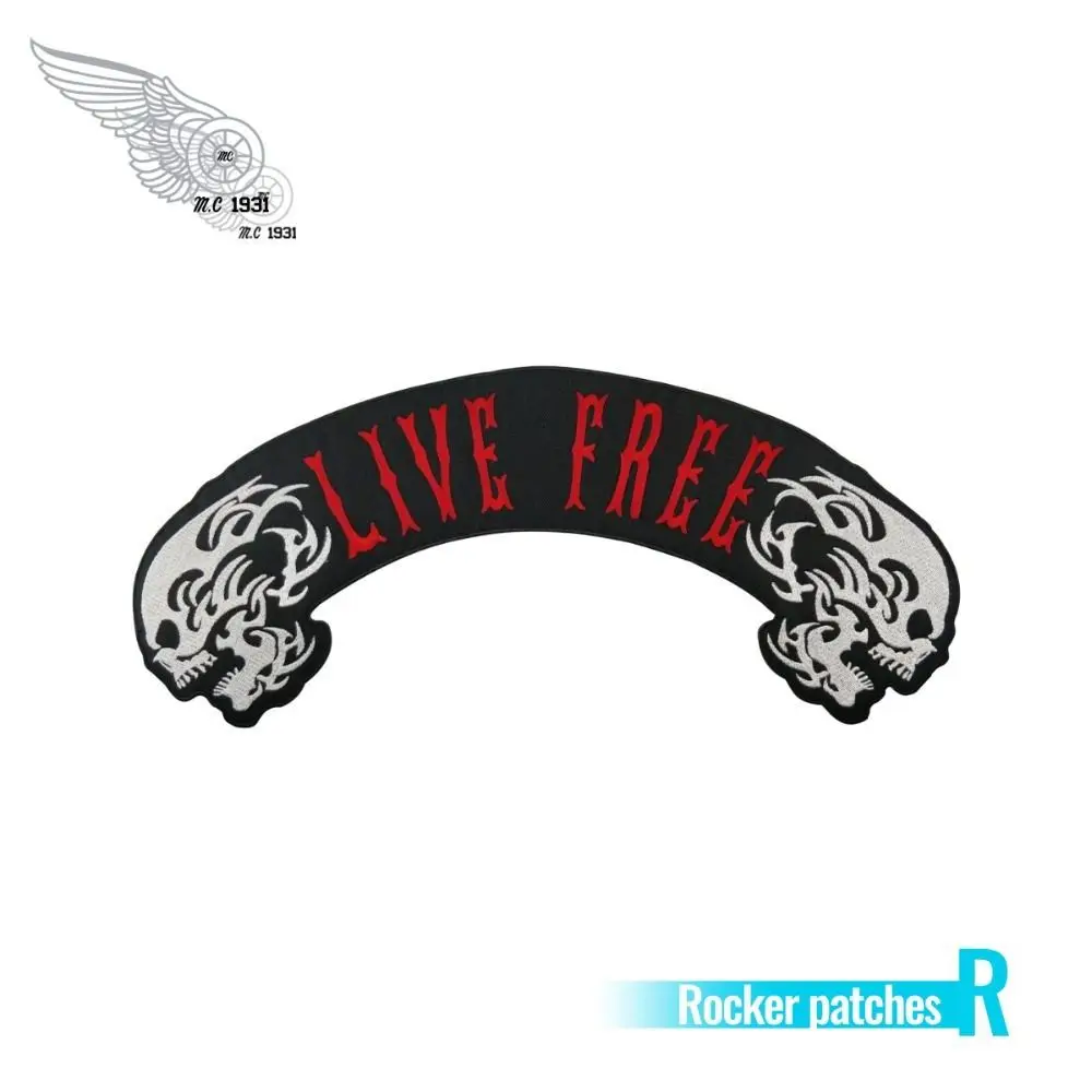 Live Бесплатная знак черепа патчи вышитое железо на задней части куртки патч