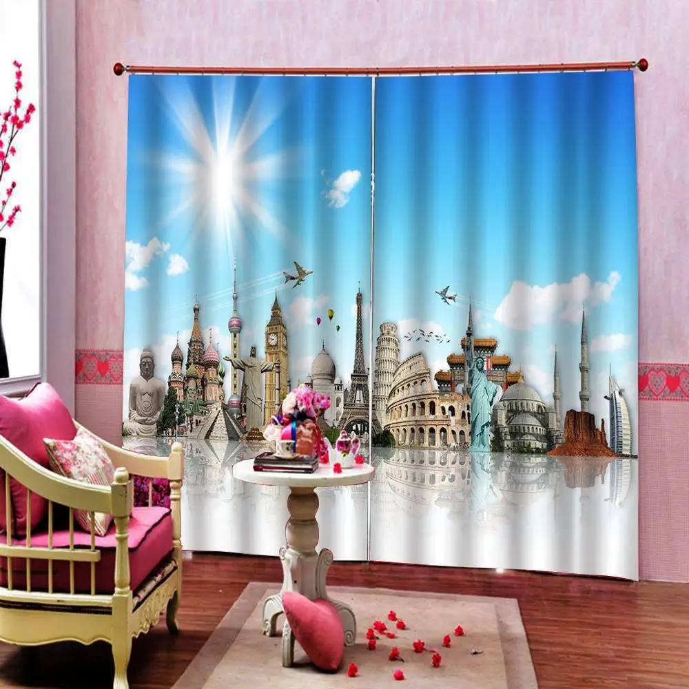 3D занавески s гостиной в спальню Cortinas подгонянные размер голубое небо | Дом и сад