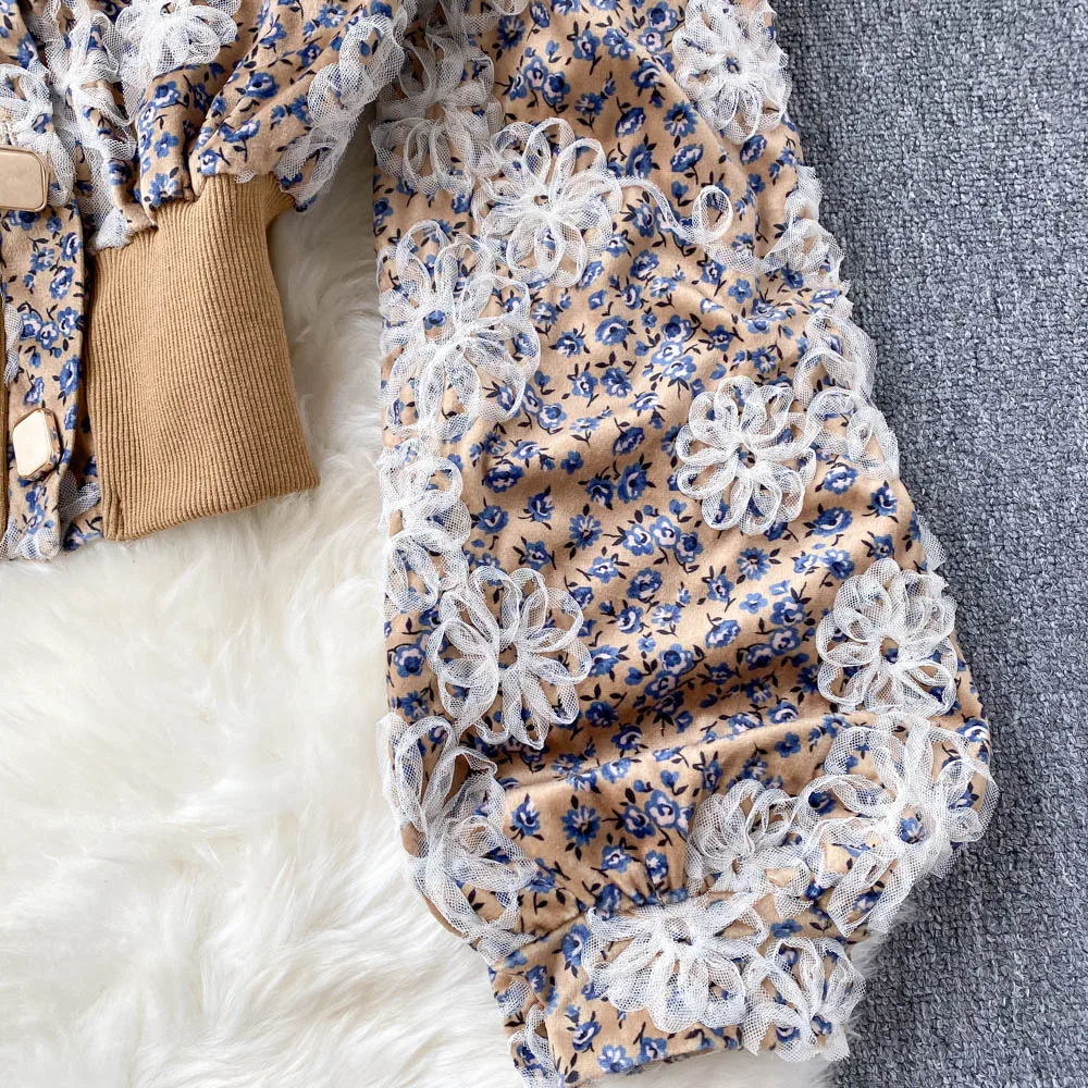 Черная/хаки/зеленая сетчатая однобортная короткая блузка в стиле пэчворк