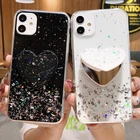 Роскошные блестящие силиконовые чехлы для Honor 50 SE X10 30 Lite 9C V30 30s Play 20 Pro, чехлы для зеркал для макияжа в форме сердца, звездное небо