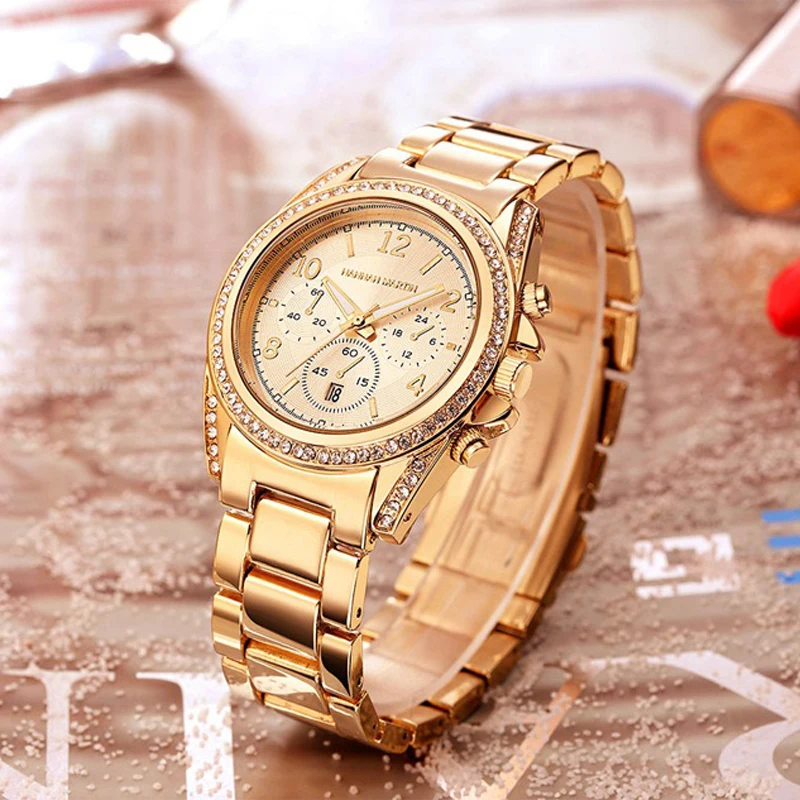 

Montre Homme Gold Women Watch Top Luxury Design Brand 2021 Ladies Rhinestone Watches Waterproof Fashion Dress Women Wrist Watch