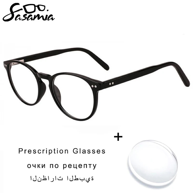 

SASAMIA Unisex Eyeglasses Prescription with Optical Lenses Woman Round Myopia Anti-Blue Ray Glasses Transparent Man Glasses