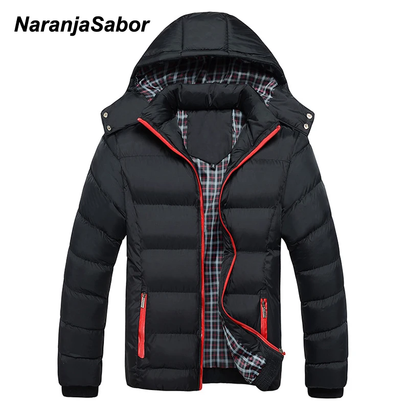 

Men's NaranjaSabor 2021 Winter Thick Coats Hooded Parkas Mens Jackets Warm Breathable Coat Male Overcoat Mens Brand Clothing 5XL