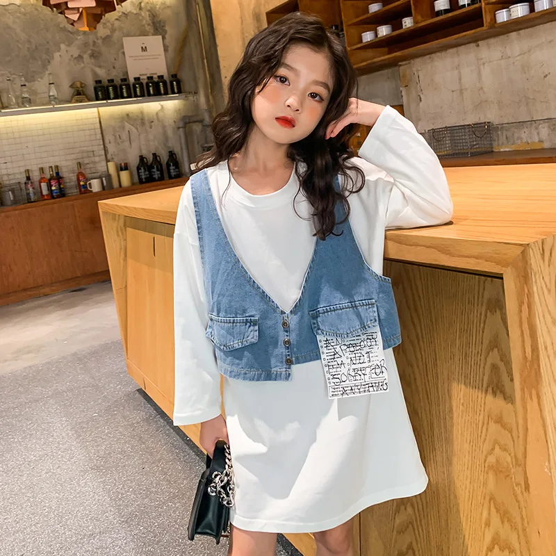 Детская одежда новое осеннее платье-свитер с длинными рукавами для девочек 2020