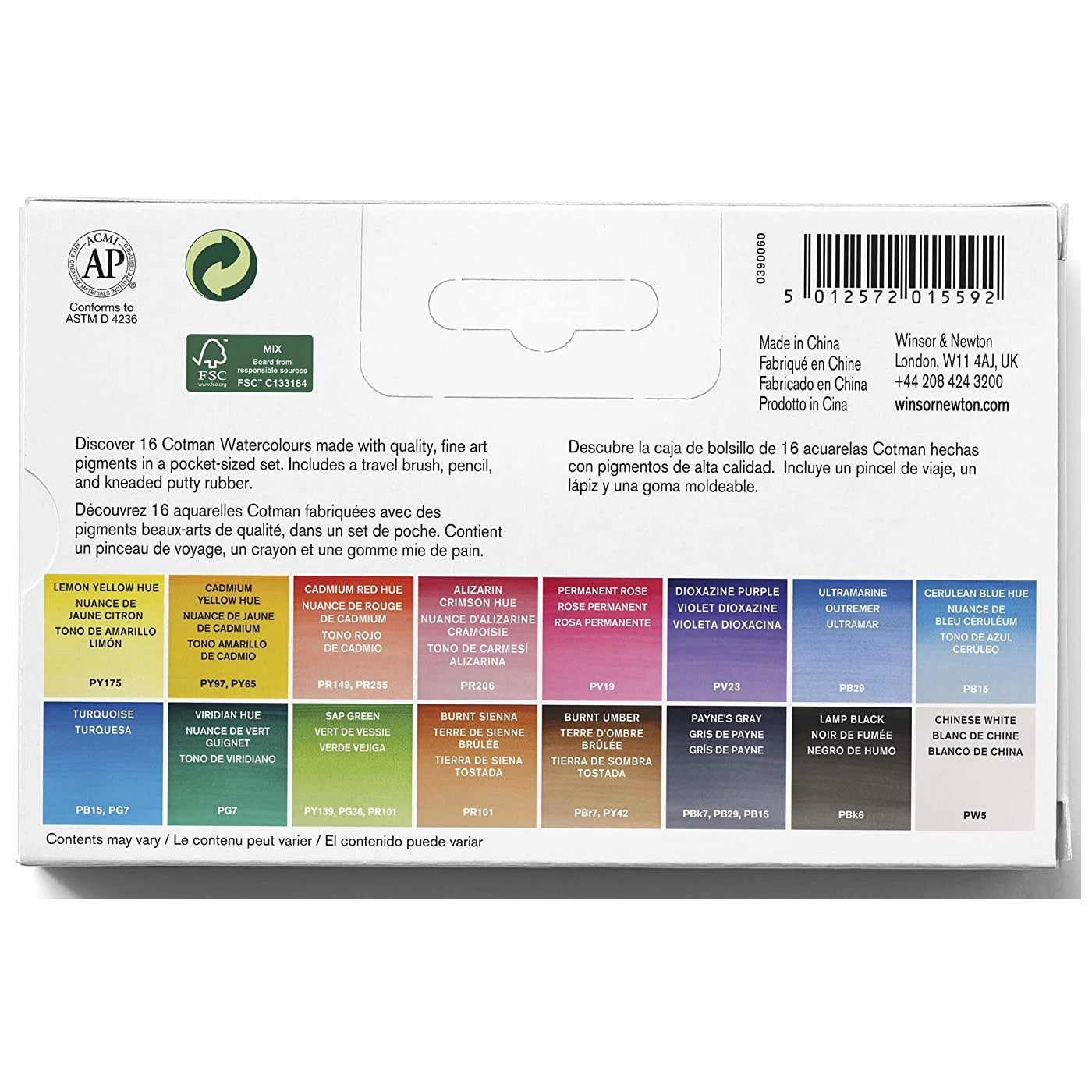 Фото Winsor & Newton Cotman 16 цветов Акварельная краска полный Карманный Набор акварельный пигмент №5