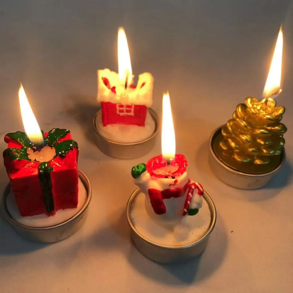 Christmas Cartoon Candles Cute Xmas Tree Santa Snowman House Shaped Party Birthday Cake Candles Adornos Navidad Christmas Candle