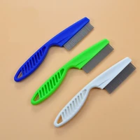 pet flea removal comb stainless steel needle dense tooth comb multicolor plastic handle dog combs lice for cats and dogs goods