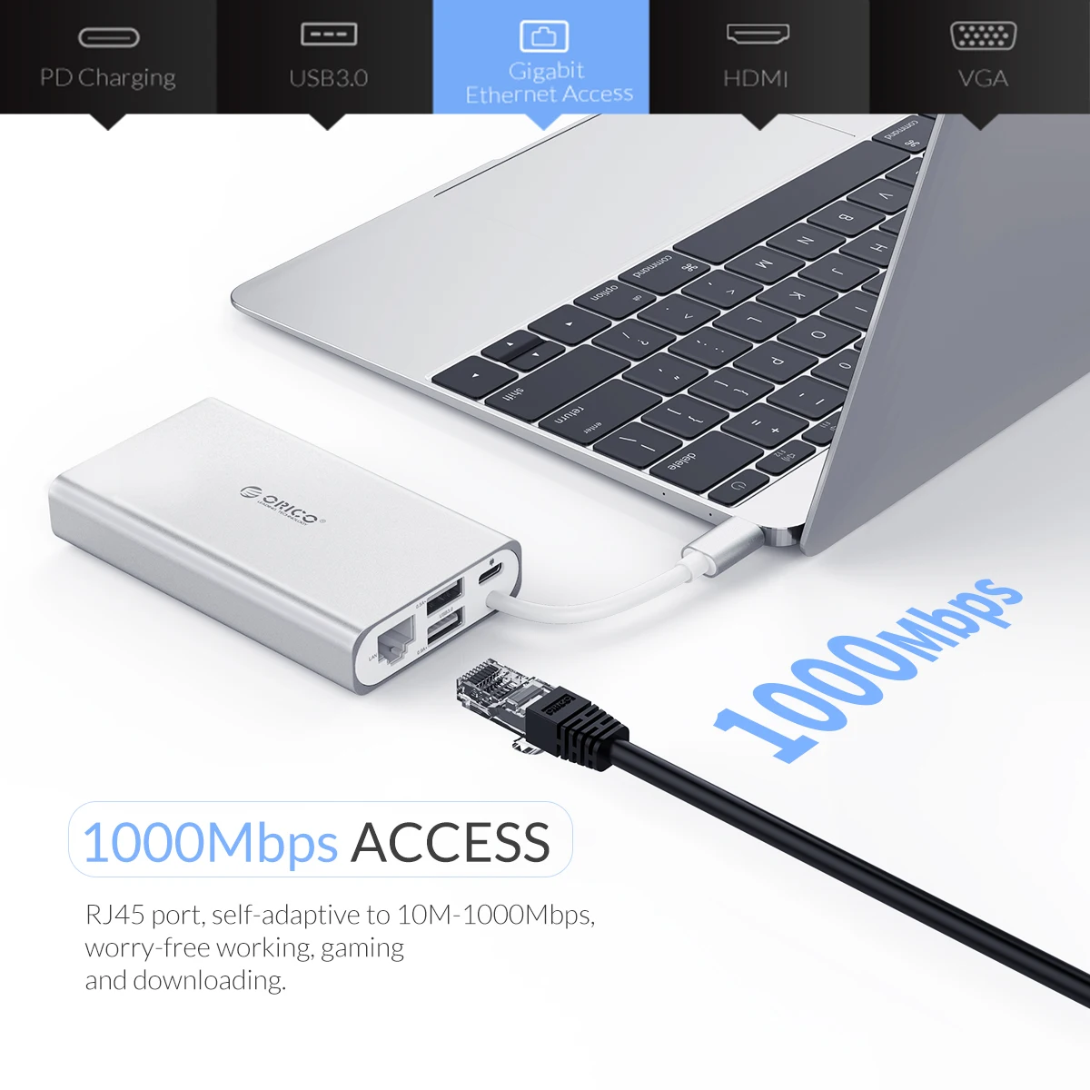 ORICO usb-хаб type C концентратор USB 3,0 type-C HDMI PD адаптер для док-станции Macbox 4K 5 Гбит/с высокоскоростной USB C концентратор